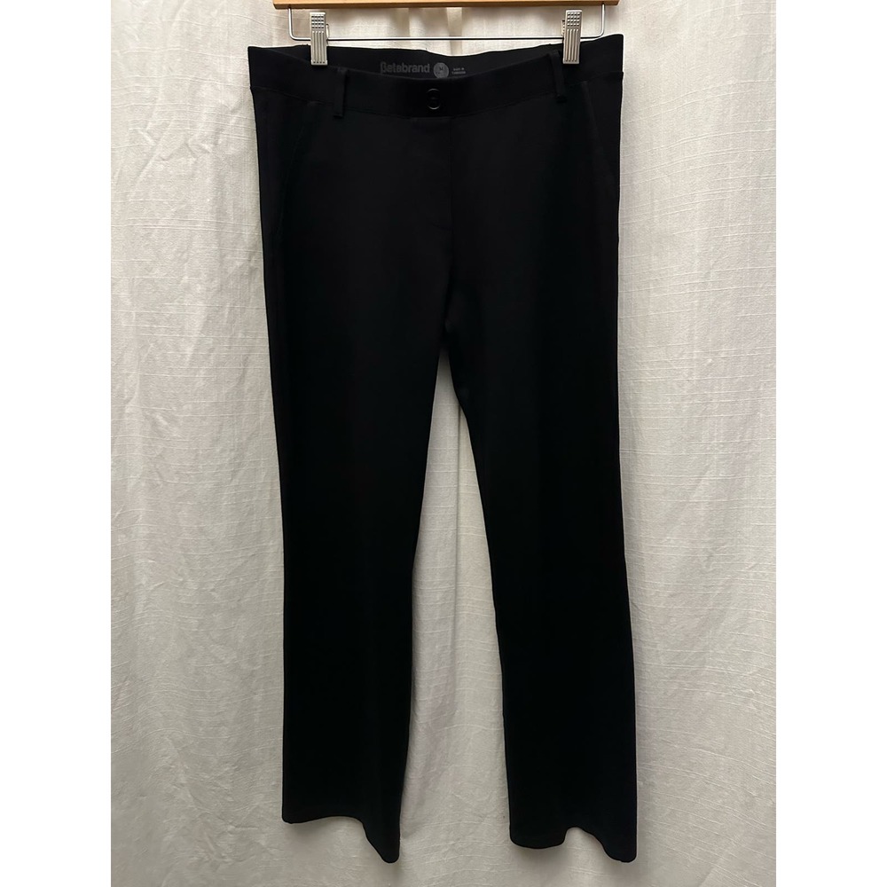 Betabrand Straight Leg Black Classic Dress Pant Yoga Pants W0076-BK Medium